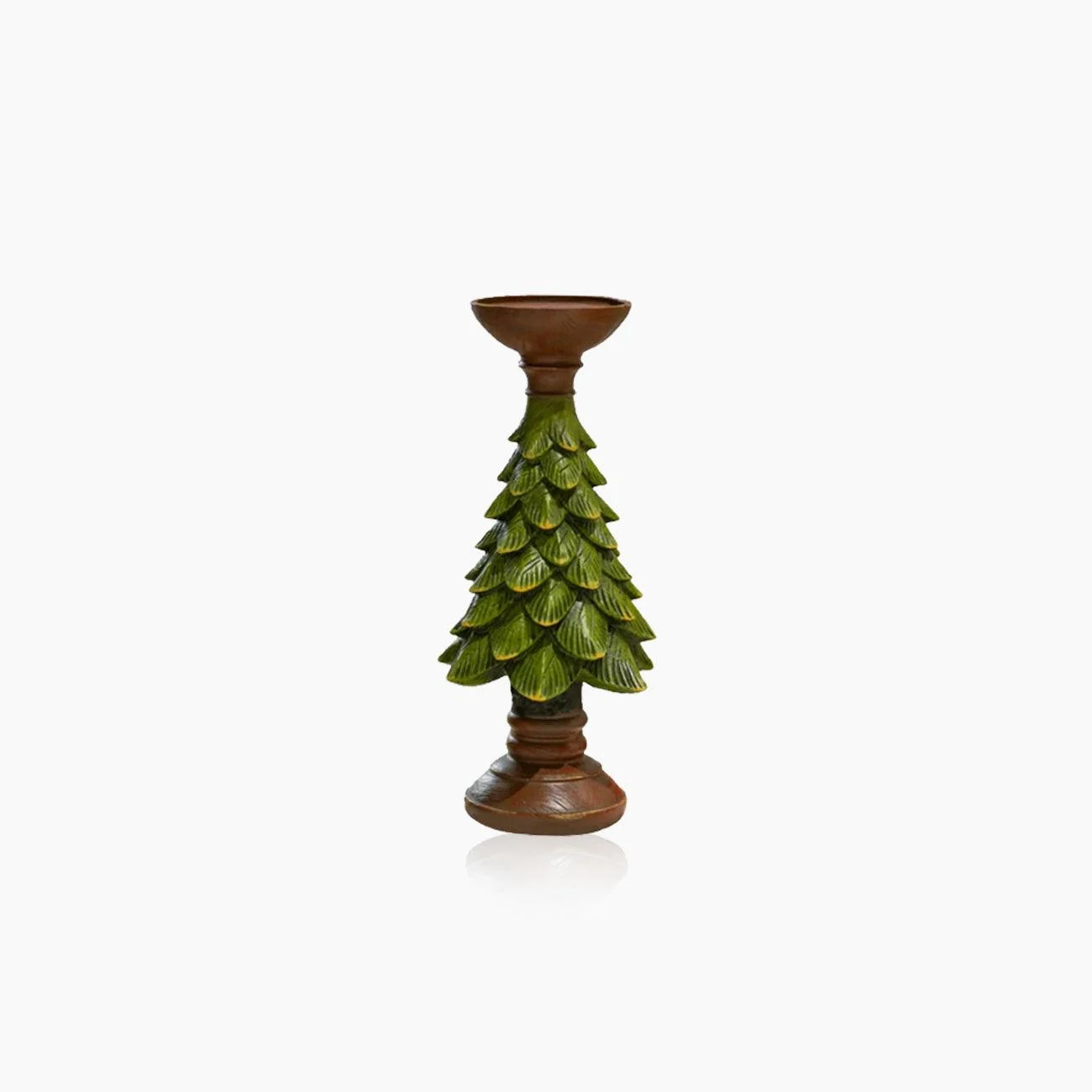 Dark Green Christmas Tree Candle Holder -