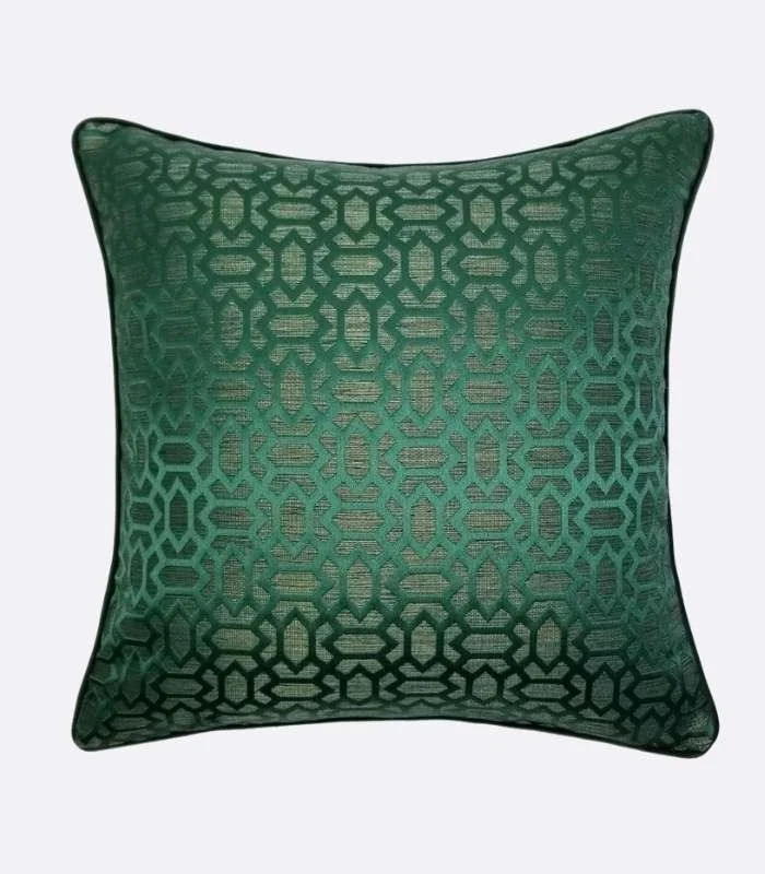 Dark Green Woven Velvet Throw Cushion Cover Decorative Square Pillow Case 45 x 45 cm -  - #tag1#