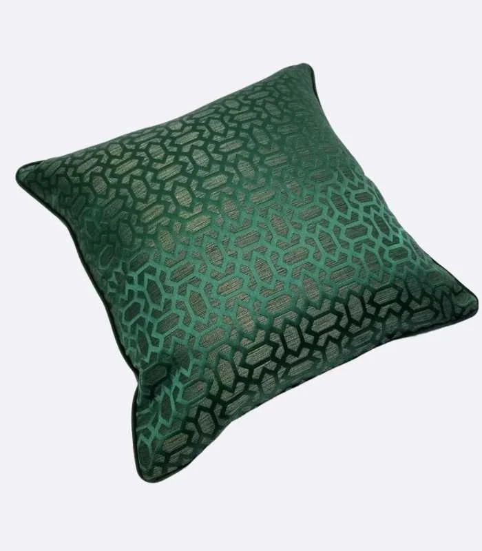 Dark Green Woven Velvet Throw Cushion Cover Decorative Square Pillow Case 45 x 45 cm -  - #tag1#