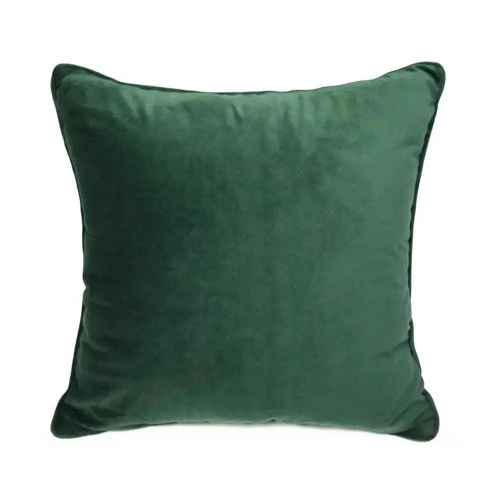 Dark Green Woven Velvet Throw Cushion Cover Decorative Square Pillow Case 45 x 45 cm -  - #tag1#