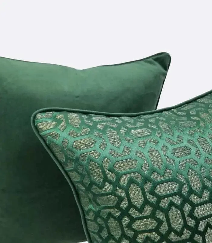 Dark Green Woven Velvet Throw Cushion Cover Decorative Square Pillow Case 45 x 45 cm -  - #tag1#
