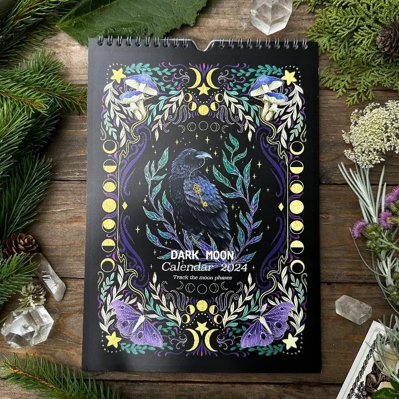 Dark Moon Wall Calendar 2024 - Dark Forest Animal Theme -  - #tag1#