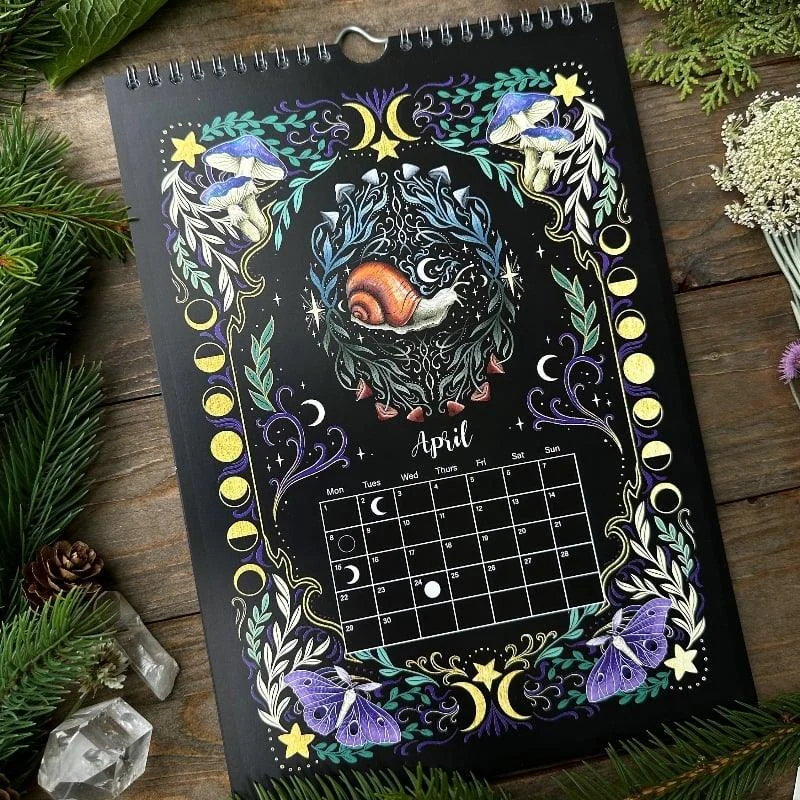 Dark Moon Wall Calendar 2024 - Dark Forest Animal Theme -  - #tag1#