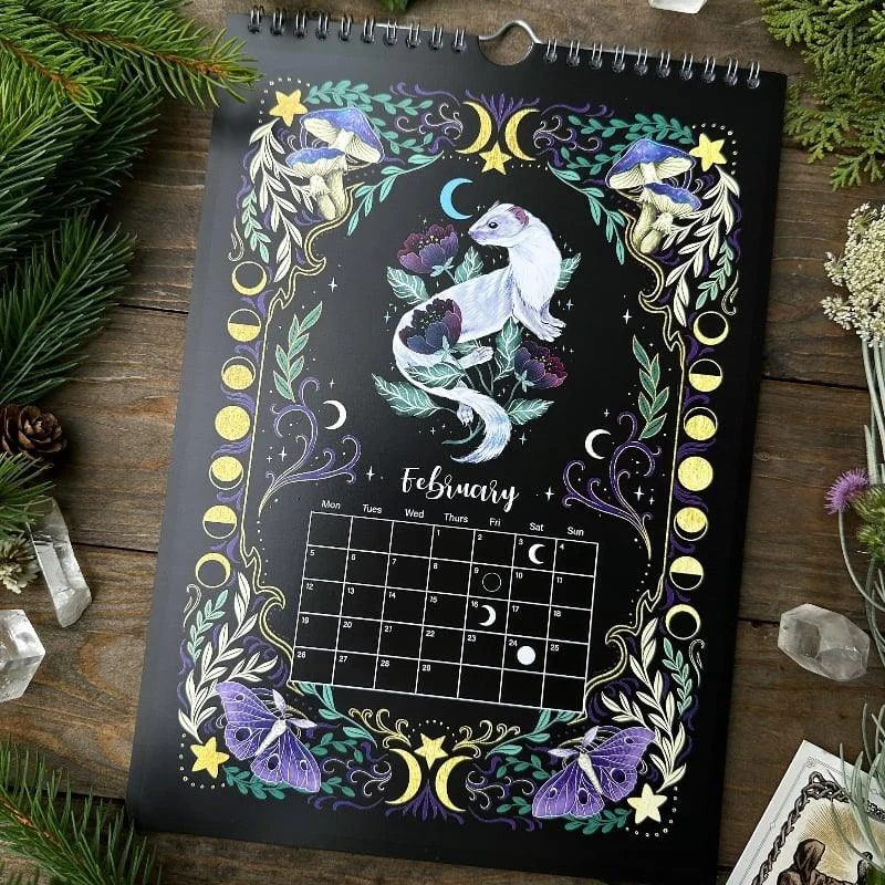 Dark Moon Wall Calendar 2024 - Dark Forest Animal Theme -  - #tag1#