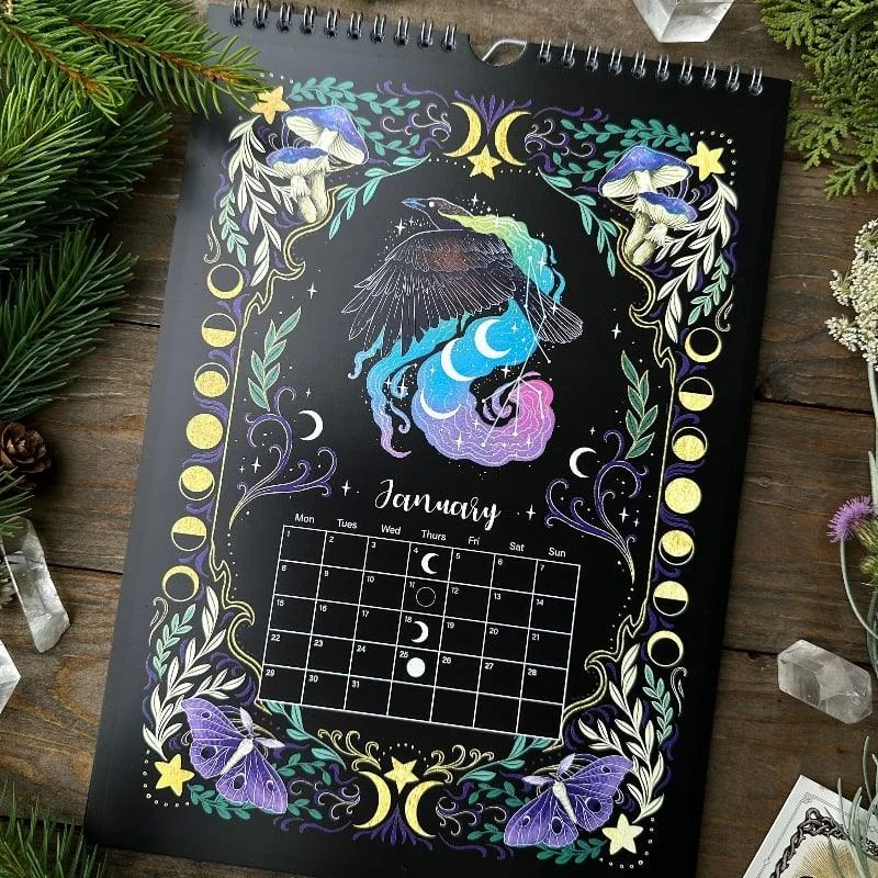 Dark Moon Wall Calendar 2024 - Dark Forest Animal Theme -  - #tag1#