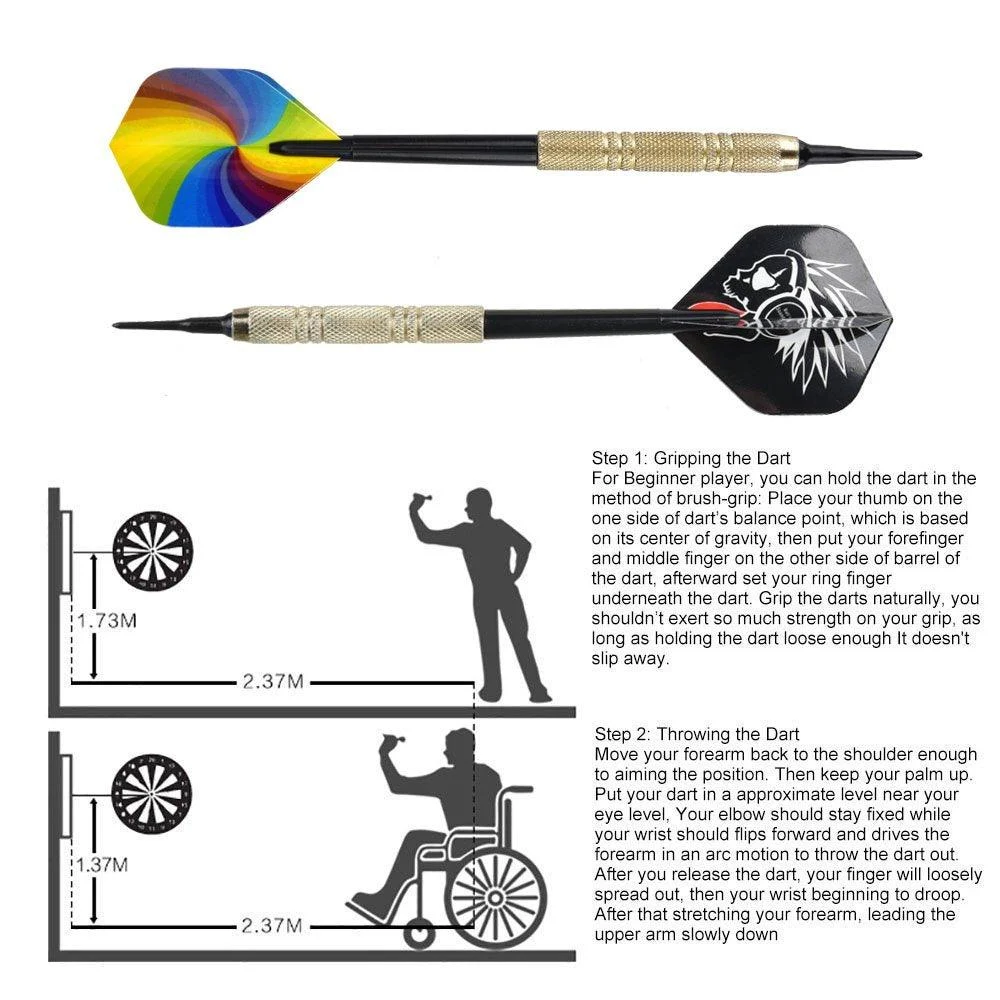 Darts Plastic Tip Set for Electronic Dartboards (12 Pieces) -