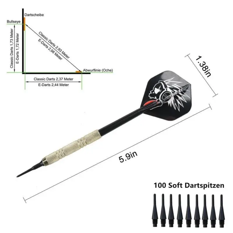 Darts Plastic Tip Set for Electronic Dartboards 12 Pieces