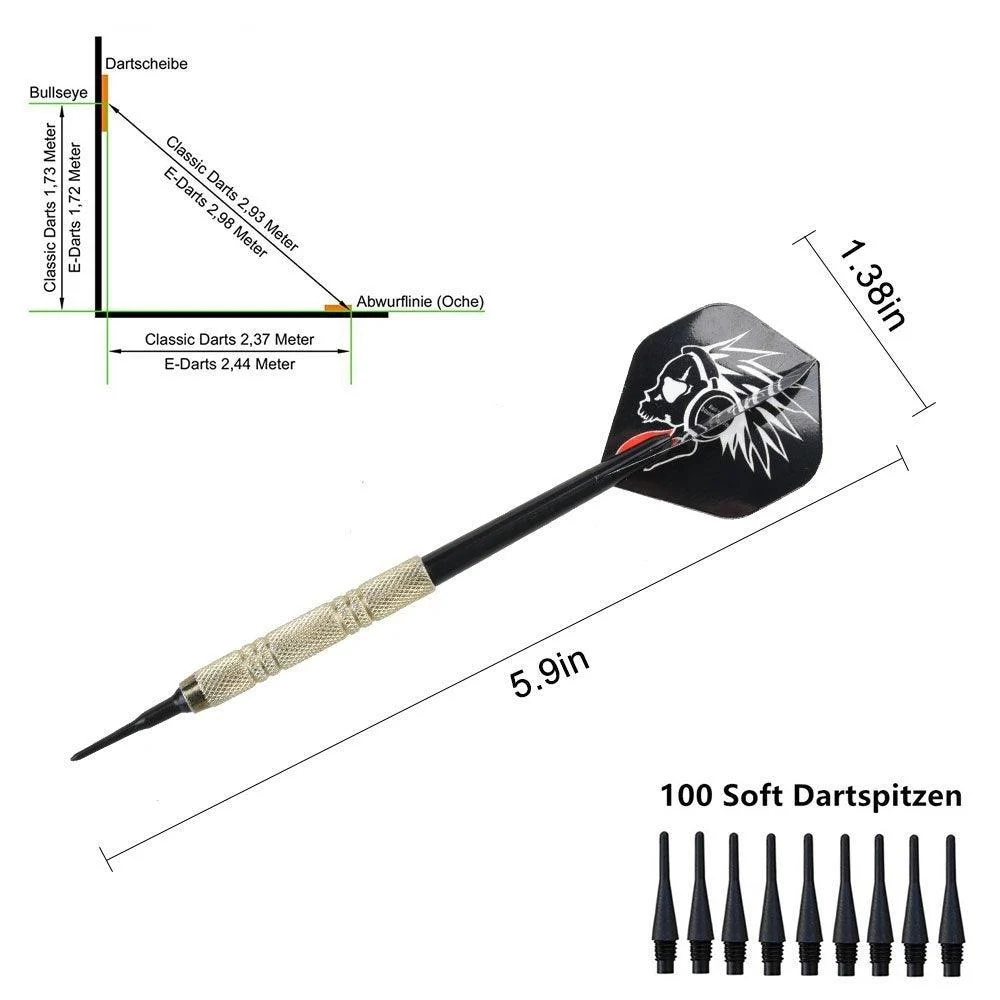 Darts Plastic Tip Set for Electronic Dartboards (12 Pieces) -