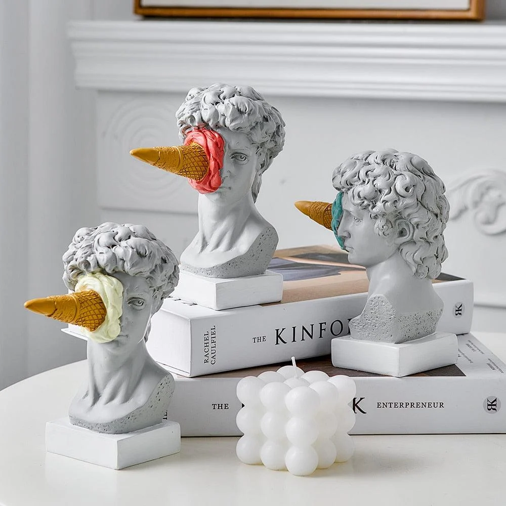 David Figurine  with Ice Cream Home Decor Sculpture -