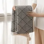 DecoDiamond Plaid Black White Geometric Polyester Fleece Blanket tag1