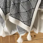 DecoDiamond Plaid Black White Geometric Polyester Fleece Blanket tag1