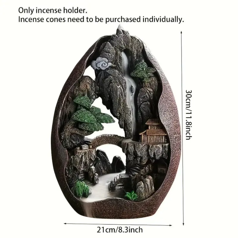 Decor Mountains And Flowing Water Backflow Incense Burner Creative Smoke Waterfall Incense Cones Holder tag1