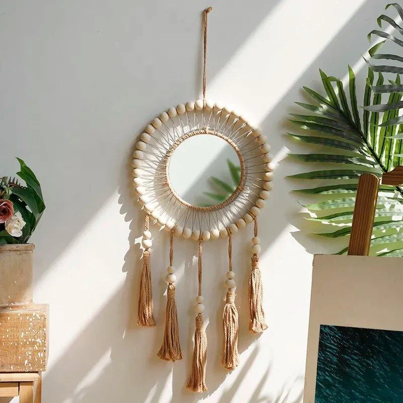Decorative Boho Style Macrame Wall Mirror -  - #tag1#