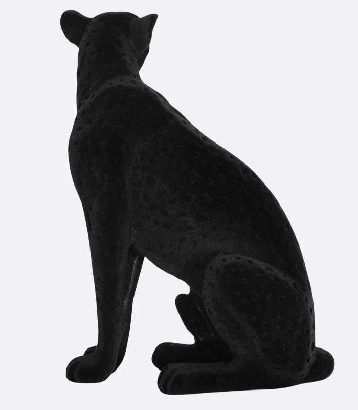 Decorative Cheetah Sculpture Resin Flocking Black -  - #tag1#