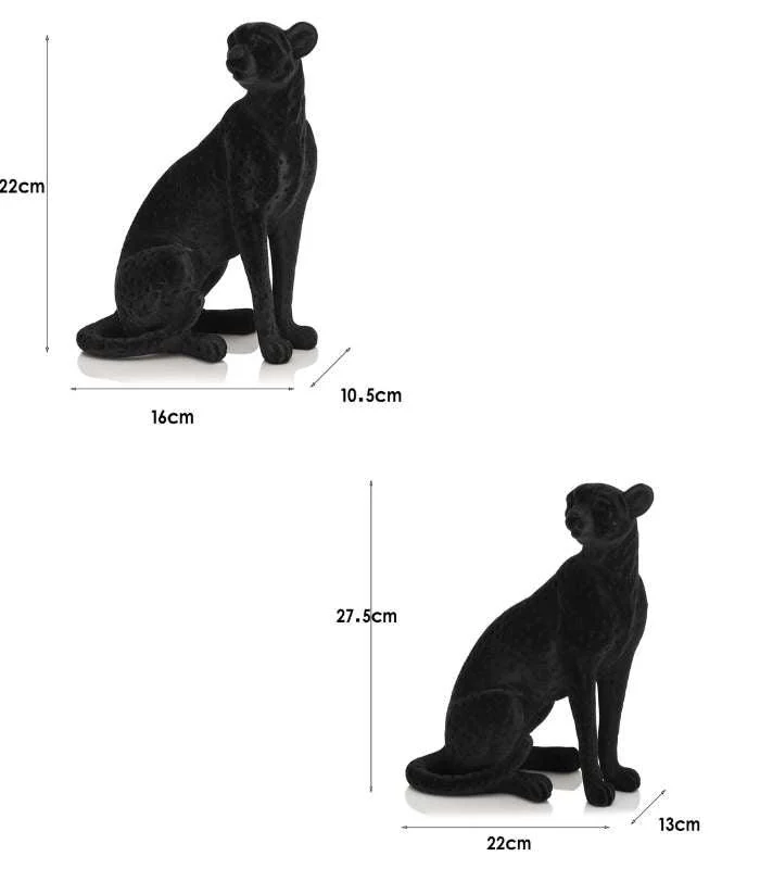 Decorative Cheetah Sculpture Resin Flocking Black -  - #tag1#