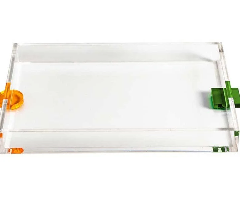 Decorative Clear Acrylic Trays with Colorful Handle -