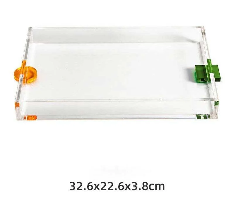 Decorative Clear Acrylic Trays with Colorful Handle -