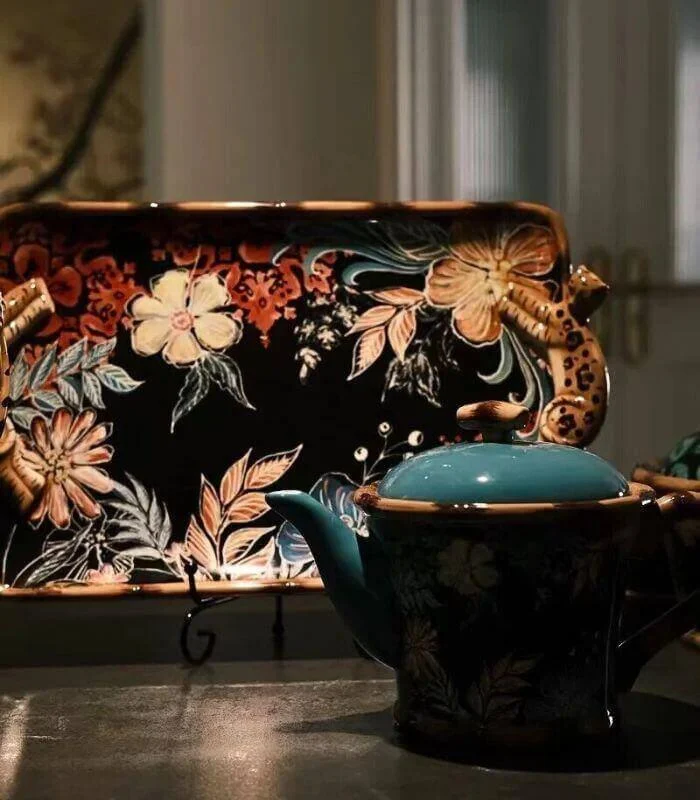 Decorative Coffee Table Tray Leopard Ceramic 42 cm -  - #tag1#