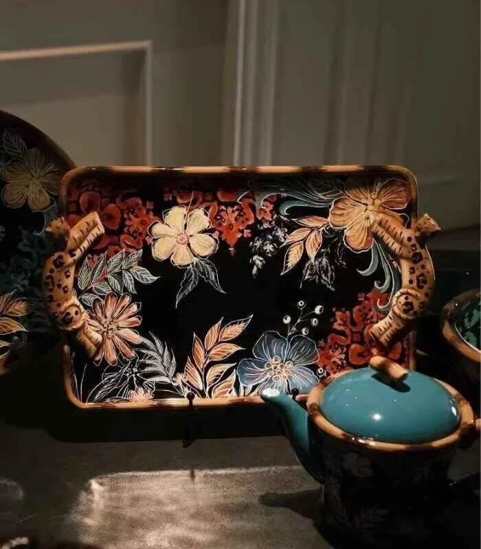 Decorative Coffee Table Tray Leopard Ceramic 42 cm -  - #tag1#