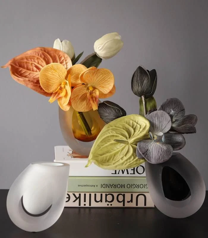 Decorative Crystal Glass Vase Hand-Crafted Crystal Glass Vase in Vibrant Sunset Hues -  - #tag1#