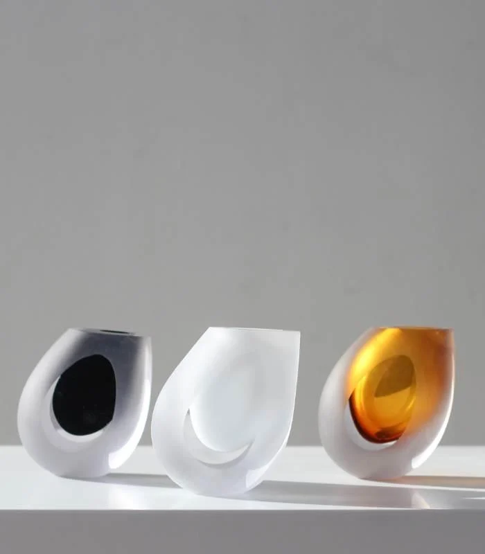 Decorative Crystal Glass Vase Hand-Crafted Crystal Glass Vase in Vibrant Sunset Hues -  - #tag1#