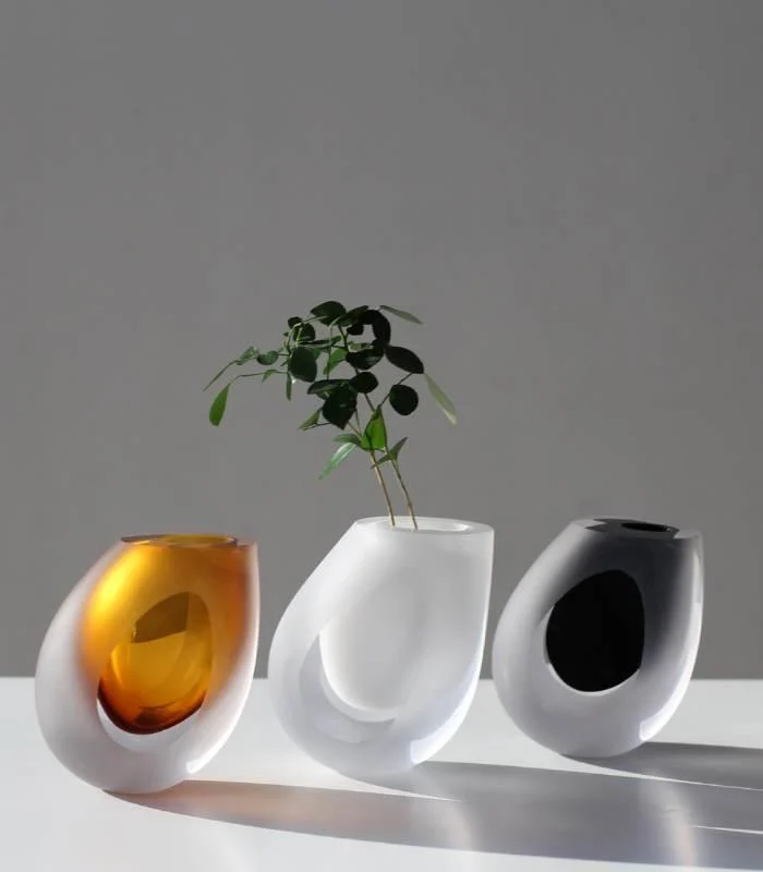 Decorative Crystal Glass Vase Hand-Crafted Crystal Glass Vase in Vibrant Sunset Hues -  - #tag1#