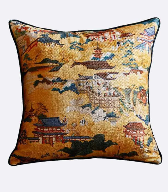 Decorative Cushion Cover Asian-Inspired Chenille Print -  - #tag1#