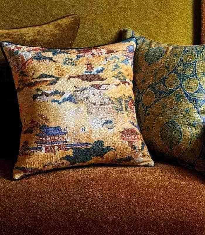 Decorative Cushion Cover Asian-Inspired Chenille Print -  - #tag1#