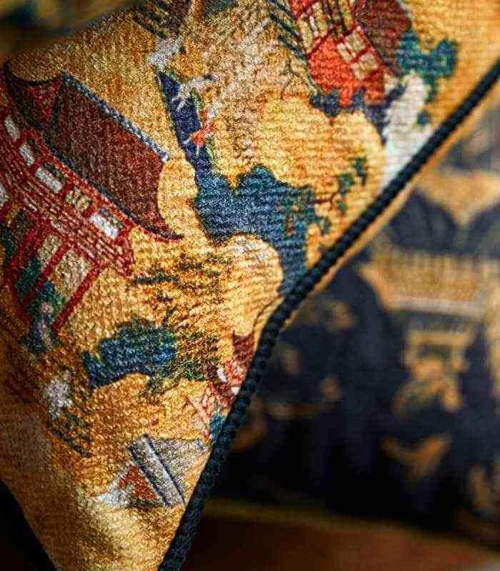 Decorative Cushion Cover Asian-Inspired Chenille Print -  - #tag1#