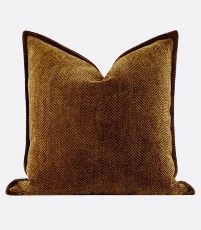 Decorative Cushion Cover Caramel Chevron Pillow Case Brown -  - #tag1#