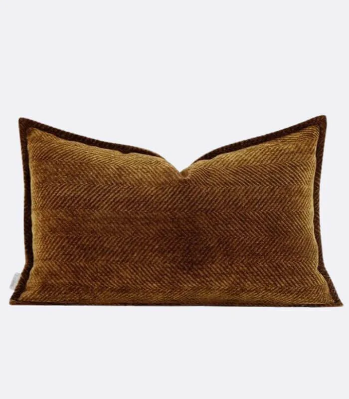 Decorative Cushion Cover Caramel Chevron Pillow Case Brown -  - #tag1#