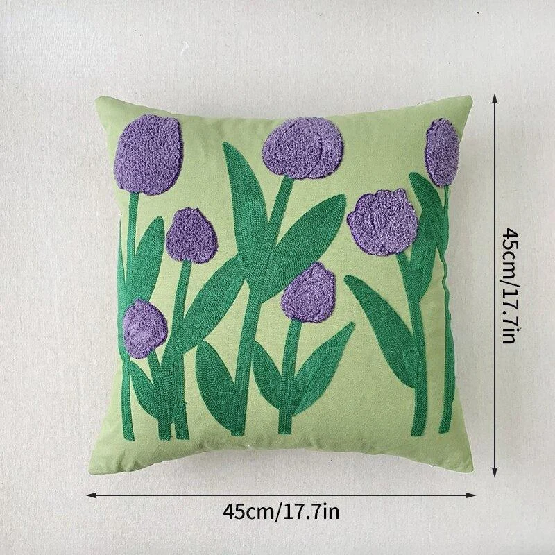 Decorative Embroidered Floral Cushion Cover -  - #tag1#