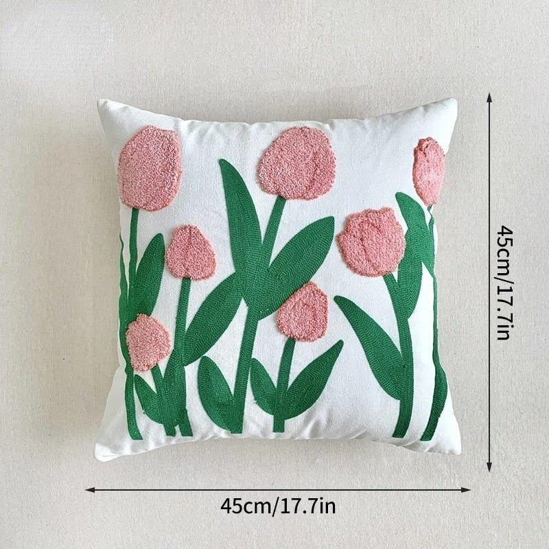 Decorative Embroidered Floral Cushion Cover -  - #tag1#