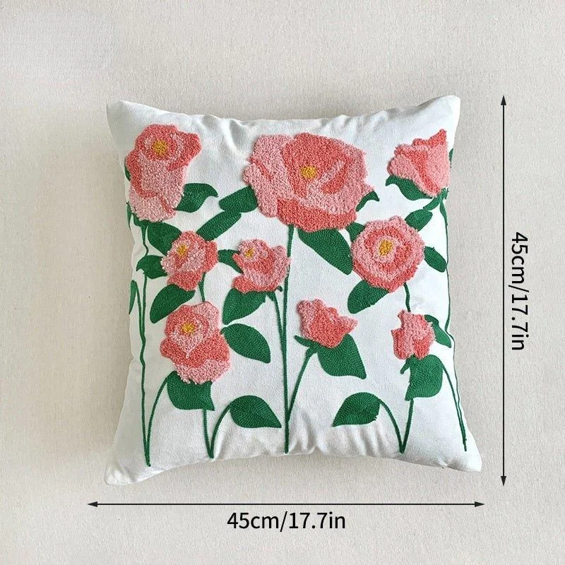 Decorative Embroidered Floral Cushion Cover -  - #tag1#