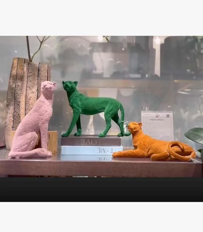 Decorative Flocking Sculpture Leopard Resin -  - #tag1#