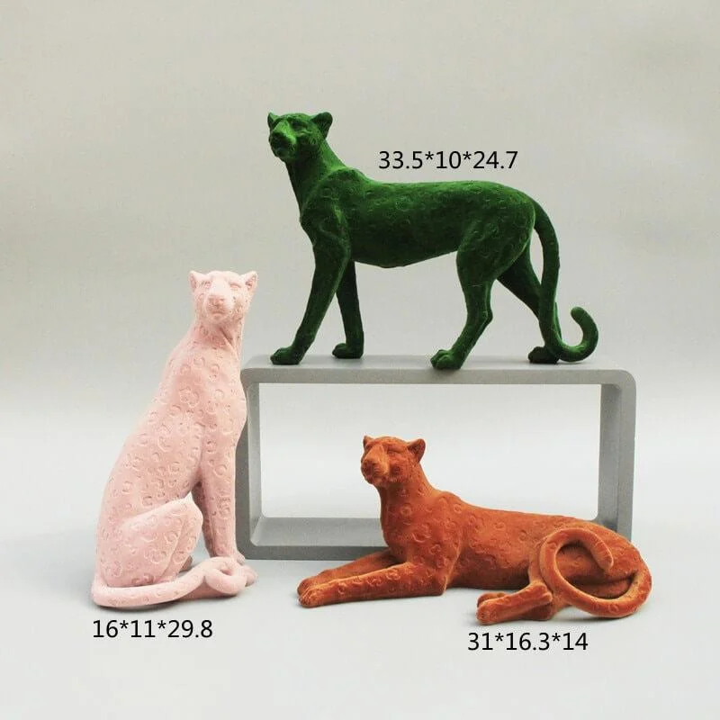 Decorative Flocking Sculpture Leopard Resin -  - #tag1#