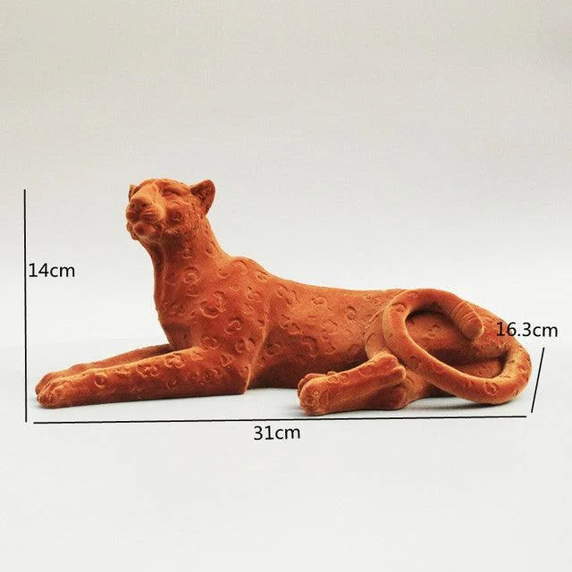 Decorative Flocking Sculpture Leopard Resin -  - #tag1#