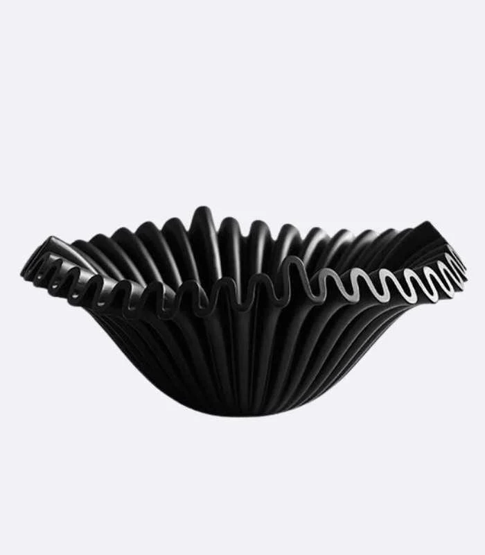 Decorative Fruit Bowl Ruffle Black Resin 27 cm -  - #tag1#