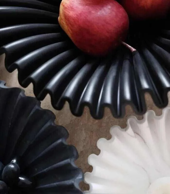 Decorative Fruit Bowl Ruffle Black Resin 27 cm -  - #tag1#