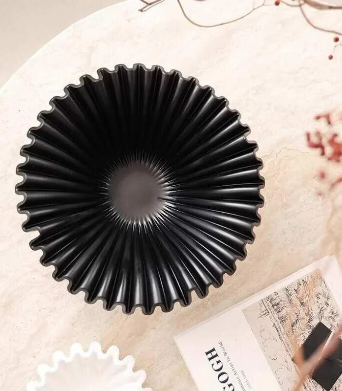 Decorative Fruit Bowl Ruffle Black Resin 27 cm -  - #tag1#