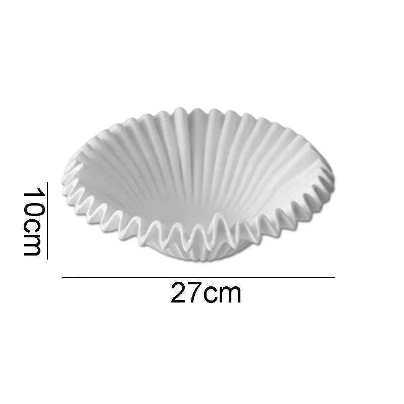 Decorative Fruit Bowl Ruffle White Resin 27 cm -  - #tag1#