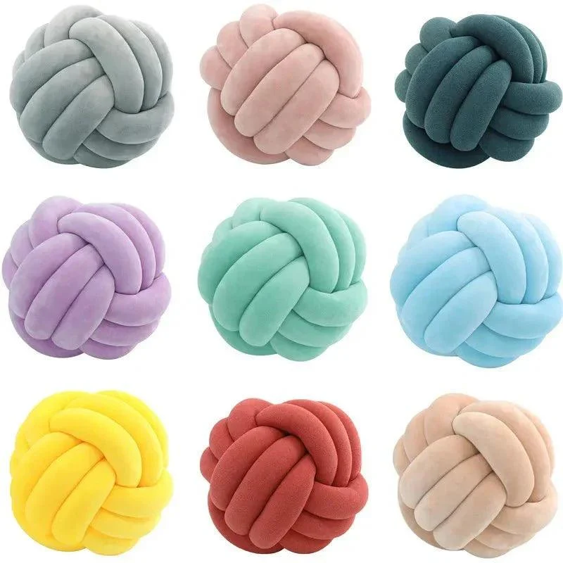 Decorative Knotted Suede Effect Ball Soft Cushion -  - #tag1#