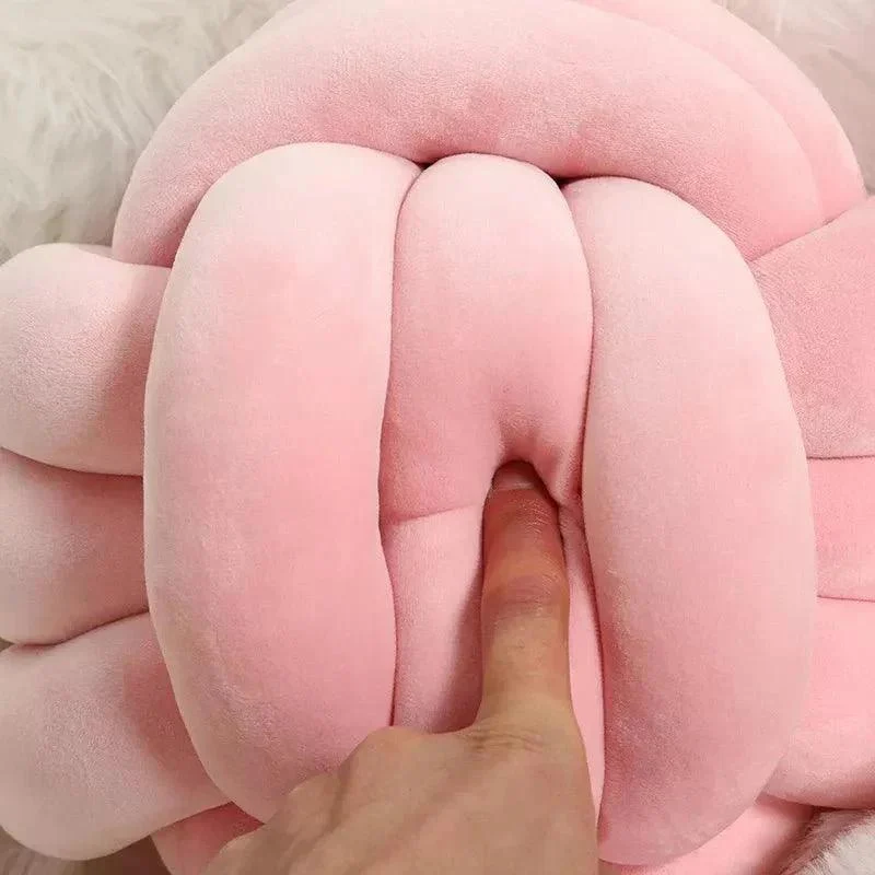 Decorative Knotted Suede Effect Ball Soft Cushion -  - #tag1#