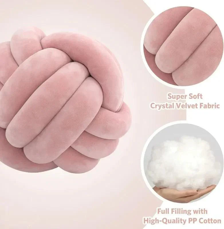 Decorative Knotted Suede Effect Ball Soft Cushion -  - #tag1#