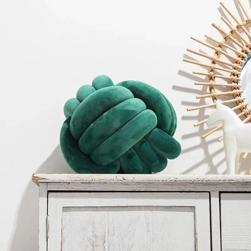 Decorative Knotted Suede Effect Ball Soft Cushion -  - #tag1#