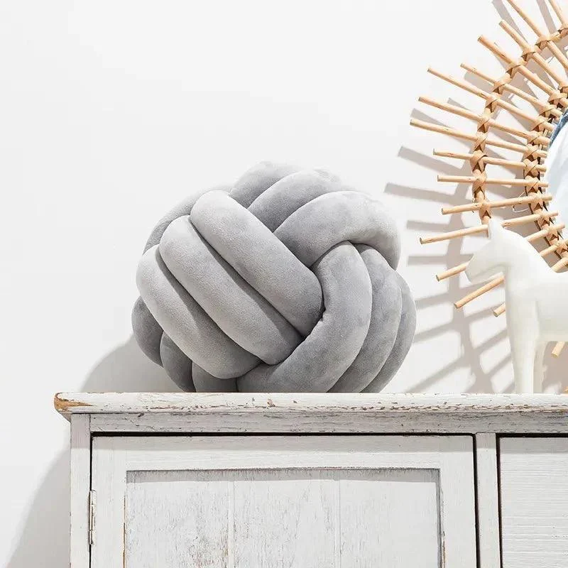 Decorative Knotted Suede Effect Ball Soft Cushion -  - #tag1#