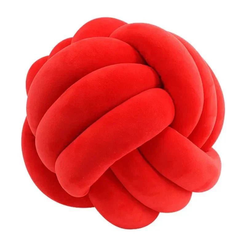 Decorative Knotted Suede Effect Ball Soft Cushion -  - #tag1#