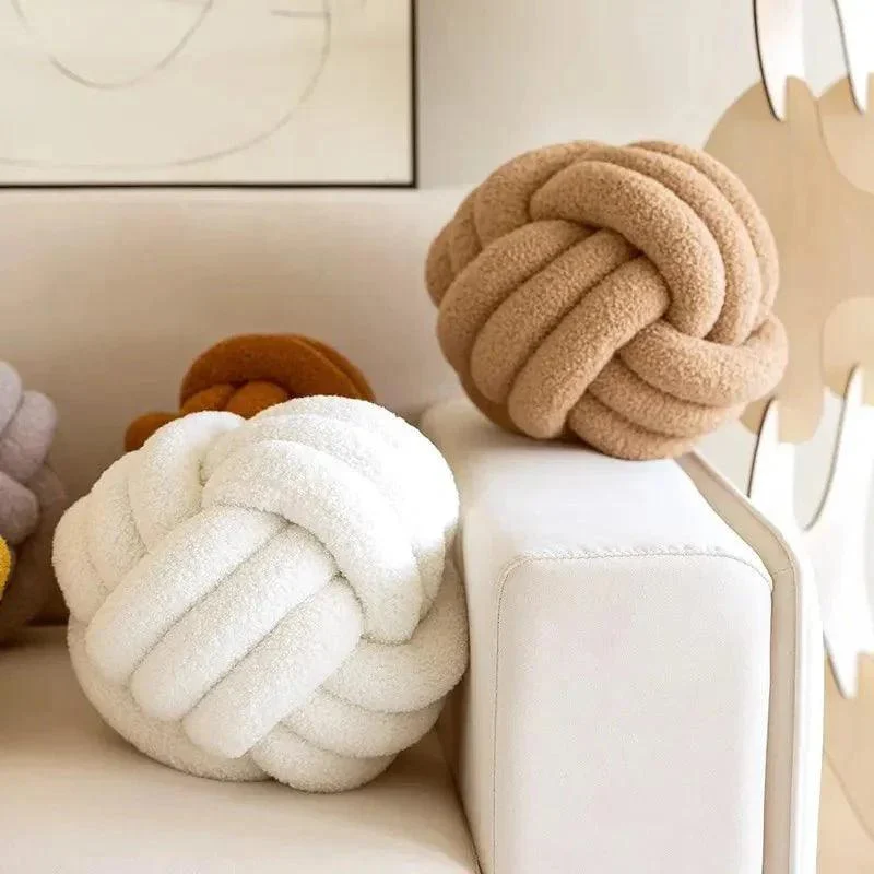Decorative Knotted Teddy Ball Soft Cushion -  - #tag1#