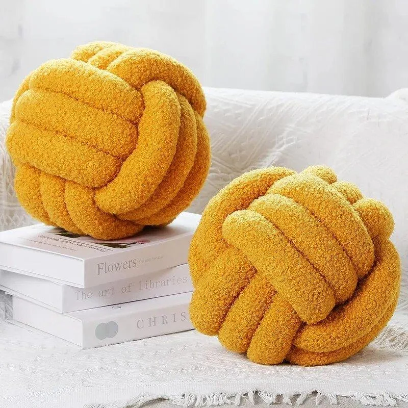 Decorative Knotted Teddy Ball Soft Cushion -  - #tag1#