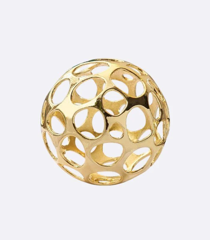Decorative Object Gold Round Sculpture Gold Sphere Metal -  - #tag1#